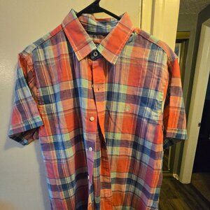 IZOD Shirt Size PLAID Short Sleeve Button Down Men's Medium